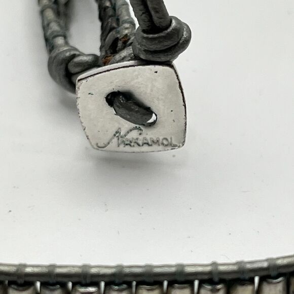 Anthropologie Nakamol Beaded Gunmetal Rhinestones Long Cord Necklace 28” - Picture 5 of 5